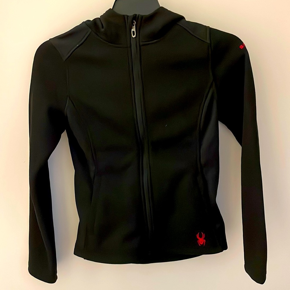 Black Spider, medium, girls hooded jacket.